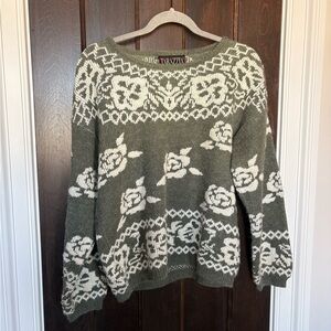 Vintage Tarazzia Green and White Sweater - Fits like a medium